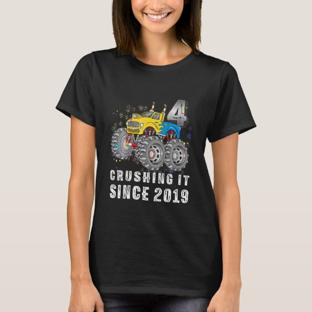 T-shirt Enfants 4 l'écrasant depuis 2019 Monster Truck 4th (Devant)