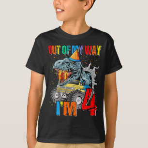 T-shirt Enfants 4e anniversaire garçon Monster camion Dino