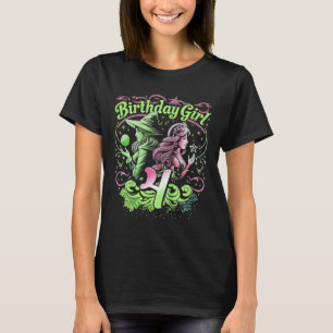 T-shirt Enfants 4e Anniversaire Sorcière rose et vert 4 An