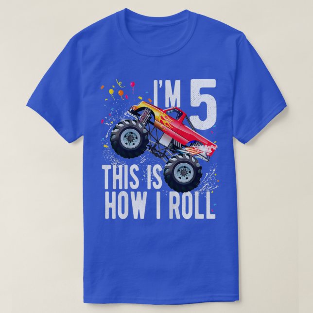 T-shirt Enfants 5 Ans 5E Anniversaire Garçon Monster Camio (Design devant)