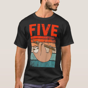 T-shirt Enfants 5 ans 5e anniversaire Sloth Party Boys Gir
