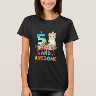 T-shirt Enfants 5 ans 5H Anniversaire Chat Unicorn Girl Pa