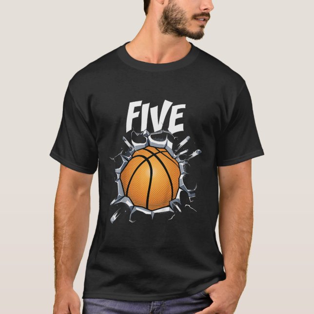 T-shirt Enfants 5 ans Bysketbyll fête d'anniversaire Thème (Devant)
