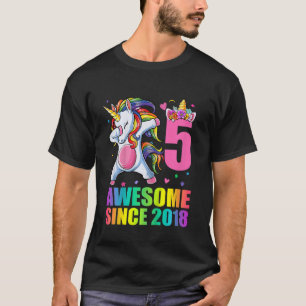 T-shirt Enfants 5 ans Filles Dabbing Unicorne Awesome Sinc