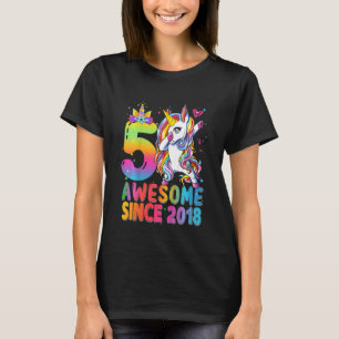T-shirt Enfants 5 ans Filles Dabbing Unicorne Awesome Sinc