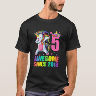 T-shirt Enfants 5 ans Filles Dabbing Unicorne Awesome Sinc