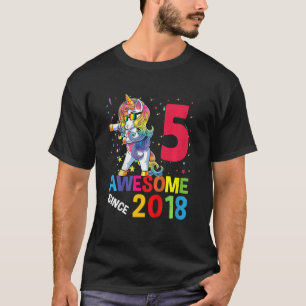 T-shirt Enfants 5 ans Unicorne Dabbing 5e anniversaire fil