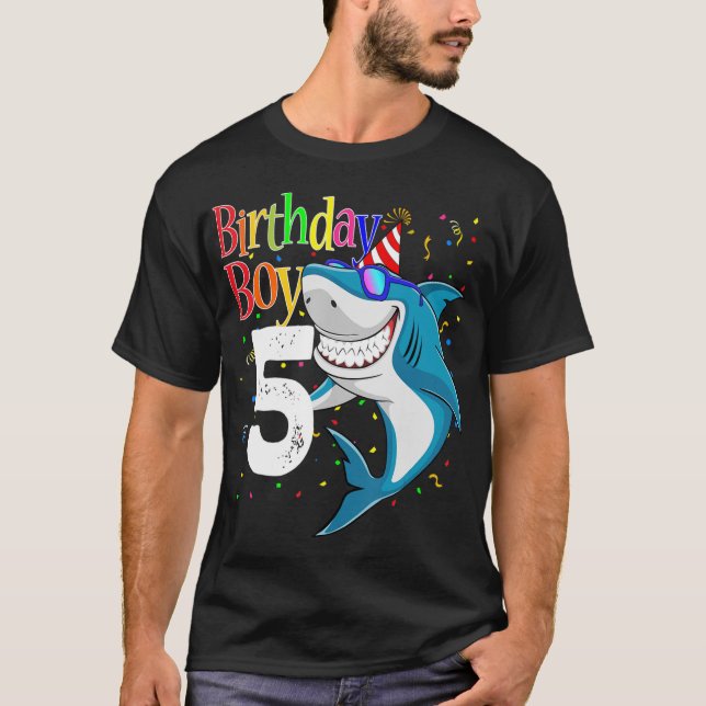T-shirt Enfants 5Anniversaire Garçon requin Jaw-Quelques c (Devant)