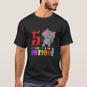 T-shirt Enfants 5E Anniversaire Fête Dabbing Elephant - 5 