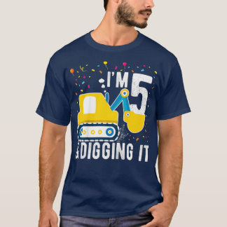 T-shirt Enfants 5e anniversaire garçon 5 ans construction