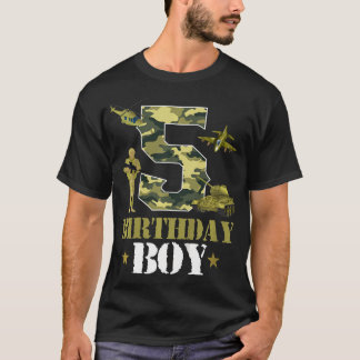 T-shirt Enfants 5e anniversaire Militaire Thème Camo Boys 