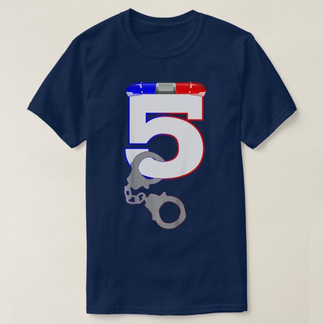 T-shirt Enfants 5e anniversaire Police Officier Garçons 5  (Design devant)