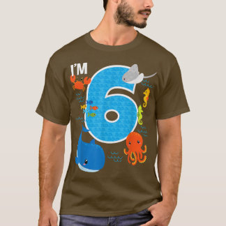 T-shirt Enfants 6 ans Anniversaire Baleine Poisson Anniver