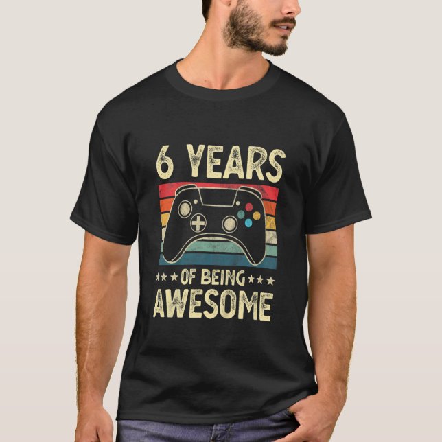 T-shirt Enfants 6 ans Awesome Vidéo Jeu 6e anniversaire B (Devant)