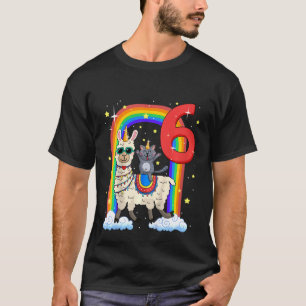 T-shirt Enfants 6e anniversaire Llama Llamacorn Et Cat Cat