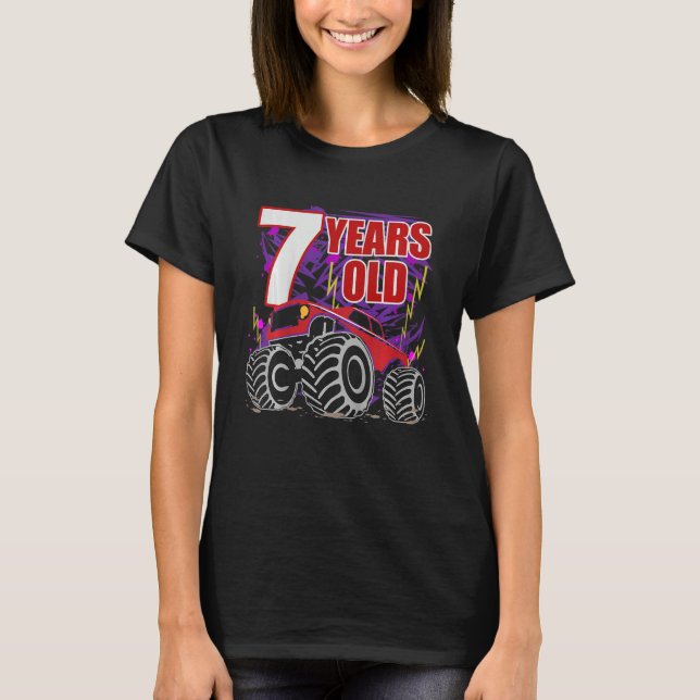 T-shirt Enfants 7 Anniversaire Camion Monster Pour Garçons (Devant)