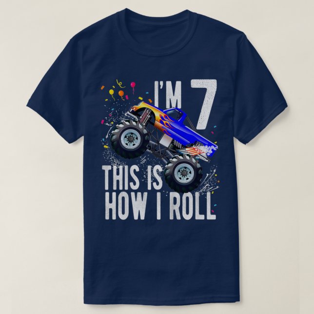 T-shirt Enfants 7 Ans 7E Anniversaire Garçon Monster Camio (Design devant)