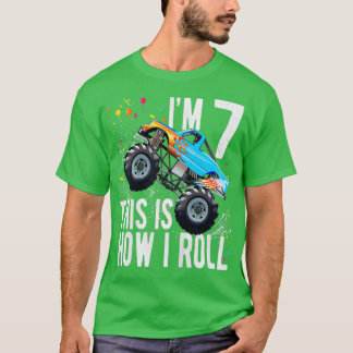 T-shirt Enfants 7 ans 7e anniversaire Garçon Monster Camio