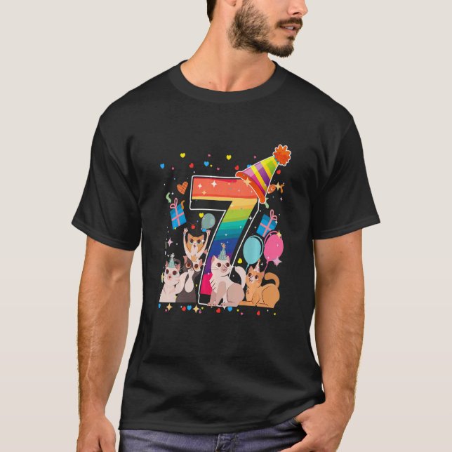 T-shirt Enfants 7e anniversaire d'une fille ou garçon 7 an (Devant)