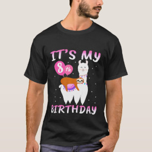 T-shirt Enfants 8 ans 8e anniversaire Llama Sloth