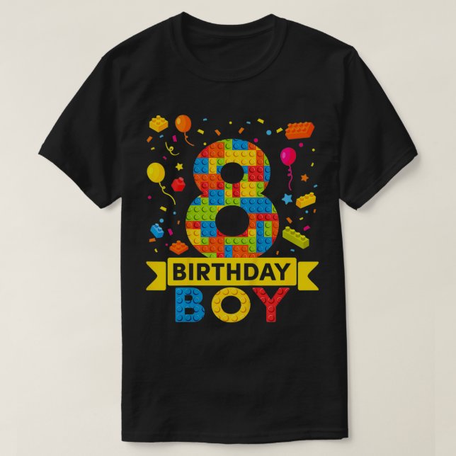 T-shirt Enfants 8 ans Bâtiment Blocs 8e anniversaire Garço (Design devant)
