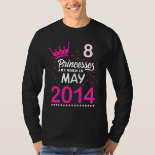 T-shirt Enfants 8 Ans Princesses Roses Nées En Mai