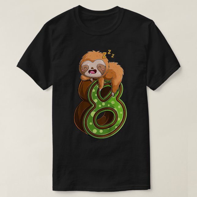 T-shirt Enfants 8 ans Sloth 8th Birthday Girl Party mignon (Design devant)