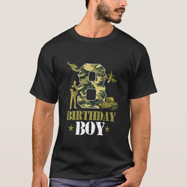 T-shirt Enfants 8e anniversaire Militaire Thème Camo Boys  (Devant)