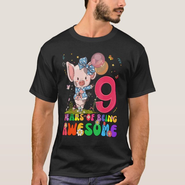 T-shirt Enfants 9 Ans Ados 9e Anniversaire Garçons Filles  (Devant)