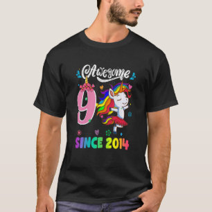 T-shirt Enfants 9 Ans Filles Dabbing Unicorne Awesome Sinc