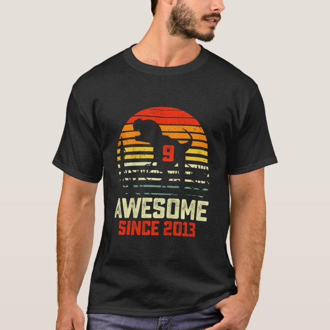 T-shirt Enfants 9 ans Garçon 9Anniversaire Dinosaur Rex Aw (Devant)