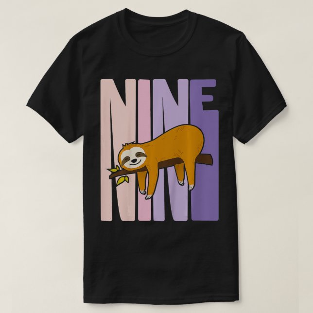 T-shirt Enfants 9 ans mignonne Sloth Anniversaire fille 9e (Design devant)