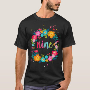T-shirt Enfants 9e anniversaire Fille 9 an 9 an 9 neuf ans