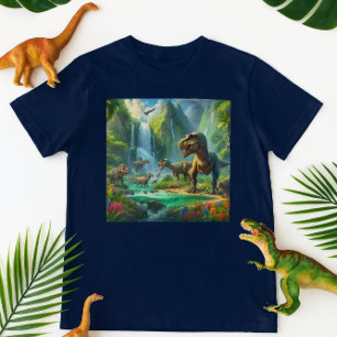 T-shirt Enfants AI Art Dinosaures Tropical Green