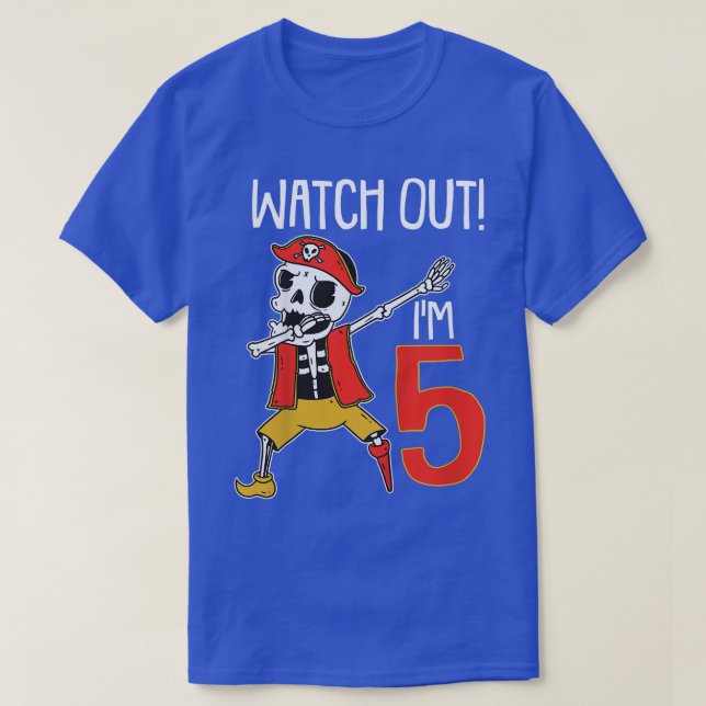 T-shirt Enfants Attention Im 5 Pirate Party 5Anniversaire  (Design devant)