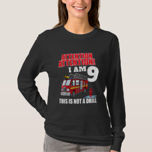 T-shirt Enfants Attention Je suis 9 pompier Camion 9 ans