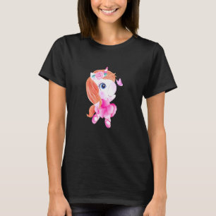 T-shirt Enfants Ballet Danse Unicorne Enfants filles Rainb