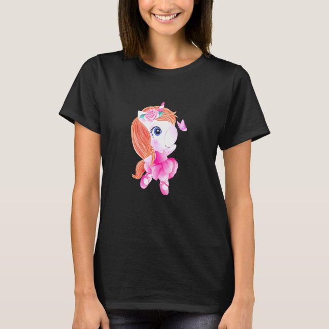 T-shirt Enfants Ballet Danse Unicorne Enfants filles Rainb (Devant)