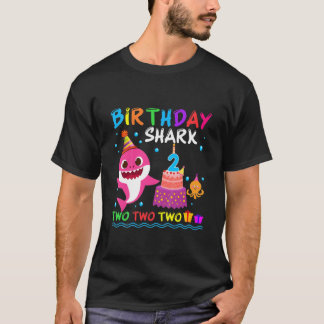 T-shirt Enfants Bébé Requin 2E Anniversaire Garçon Fille 2