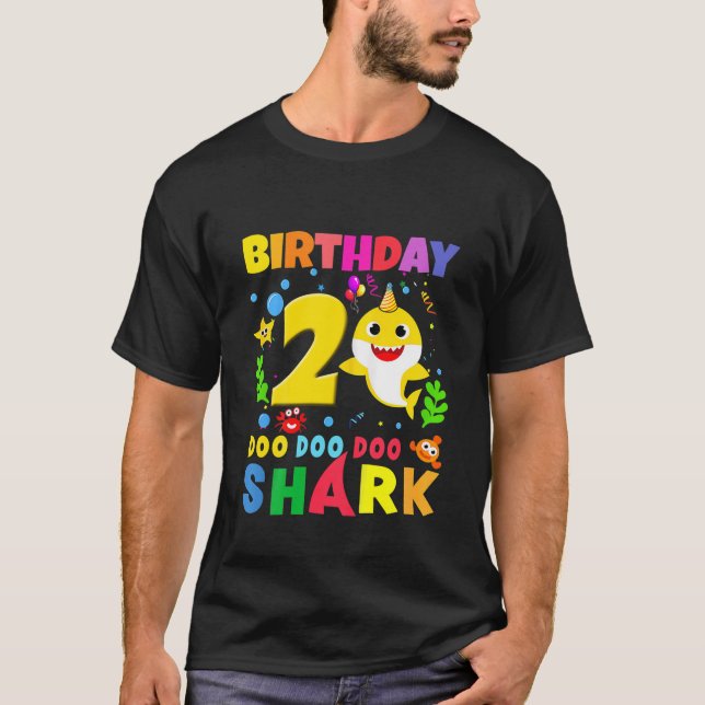 T-shirt Enfants Bébé Requin 2E Anniversaire Garçon Fille D (Devant)