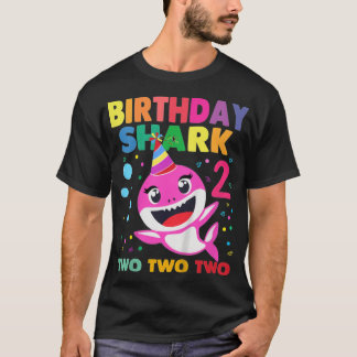 T-shirt Enfants bébé requin 2e anniversaire pour filles -