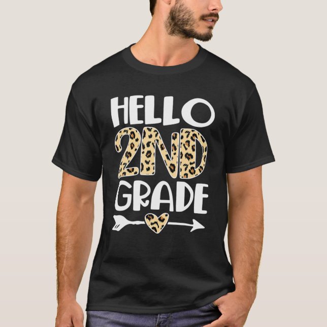 T-shirt Enfants Bonjour 2e année 2020 Empreinte de léopard (Devant)