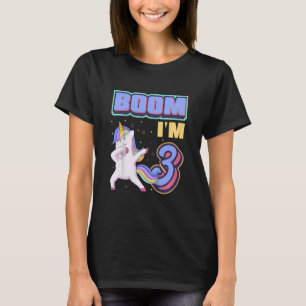 T-shirt Enfants Boom I'm 3 Magical Dabbing Unicorn Dab 3rd