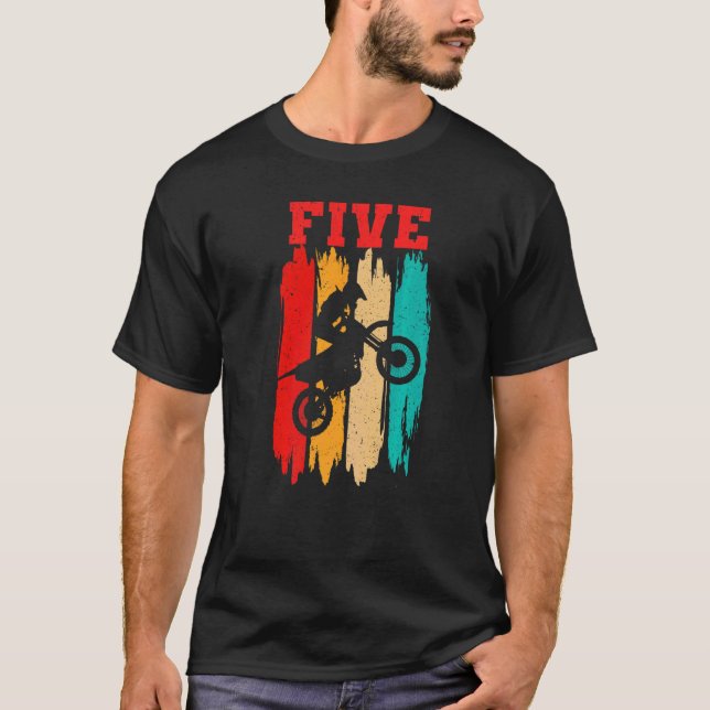 T-shirt Enfants Boy Riding Motocross 5Anniversaire Dirt Bi (Devant)