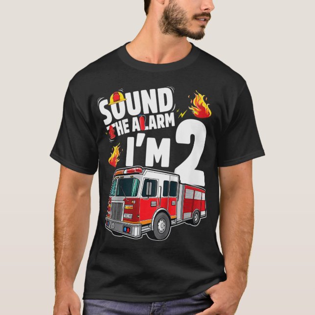 T-shirt Enfants Camion d'incendie 2 ans pompier 2e anniver (Devant)