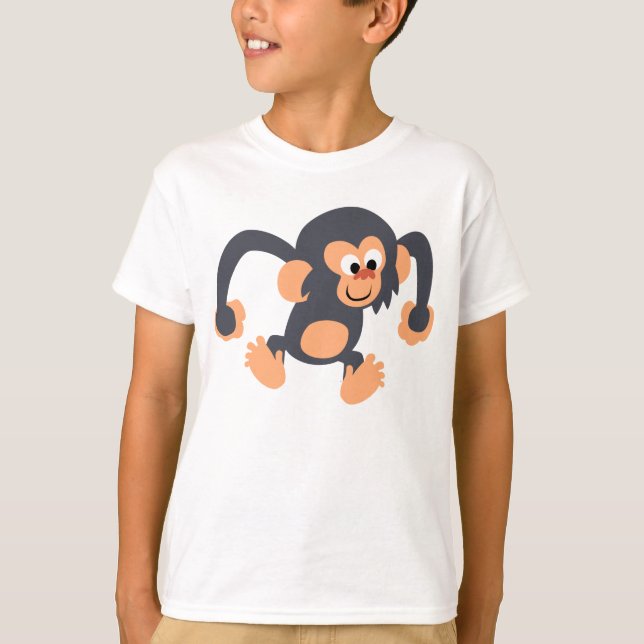 T-shirt Enfants Chimpanzé Cartoon Bouncy Cute (Devant)