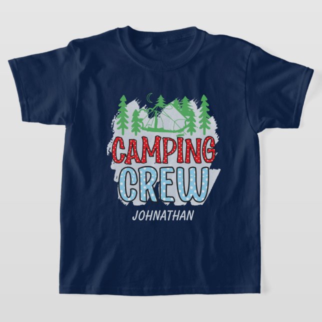 T-shirt Enfants cool équipe de camping ajouter nom unisex (Poser)
