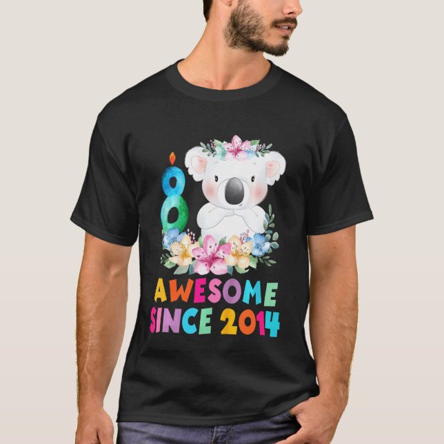 T-shirt Enfants Cute Koala Porte 8 Ans Anniversaire Vêteme (Devant)