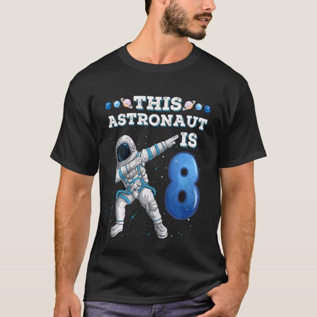 T-shirt Enfants Dabbing Astronaut 8 ans Anniversaire Garço (Devant)