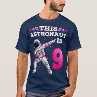 T-shirt Enfants Dabbing Astronaut 9 ans Anniversaire Fille
